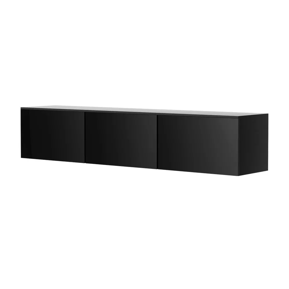 Artiss Floating Entertainment Unit TV Cabinet High Glossy Black 3 Cabinets 200CM - Mekamart Australia