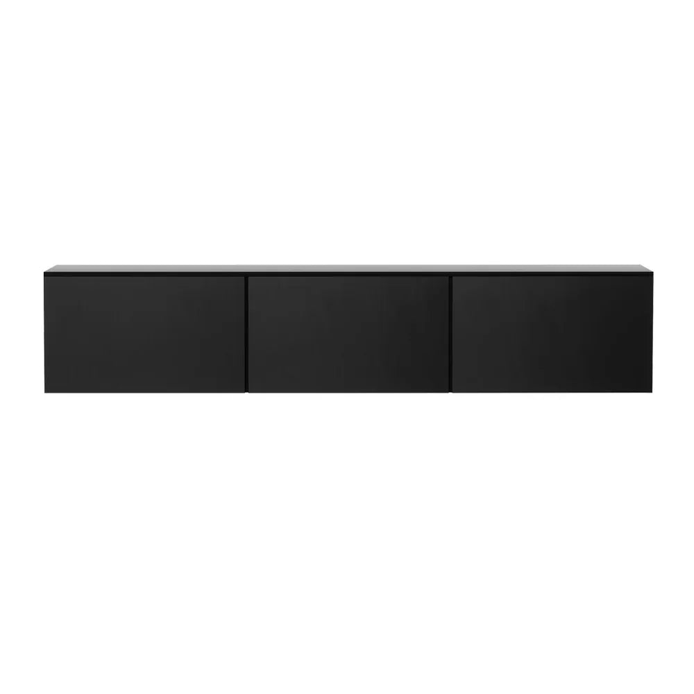 Artiss Floating Entertainment Unit TV Cabinet High Glossy Black 3 Cabinets 200CM - Mekamart Australia