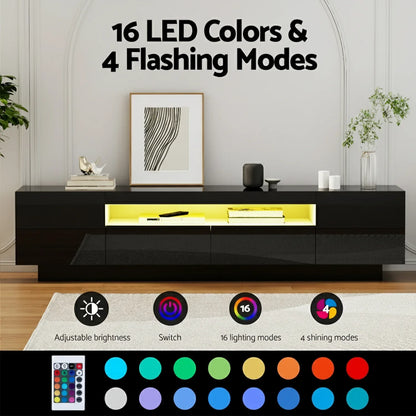 Artiss TV Unit Entertainment Unit Storage Drawer RGB LED 180cm Black - Mekamart Australia