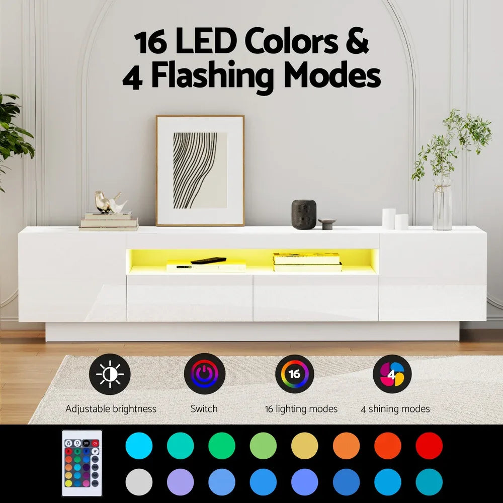 Artiss TV Unit Entertainment Unit Storage Drawer RGB LED 180cm White - Mekamart Australia
