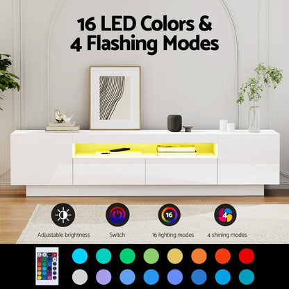 Artiss TV Unit Entertainment Unit Storage Drawer RGB LED 180cm White - Mekamart Australia