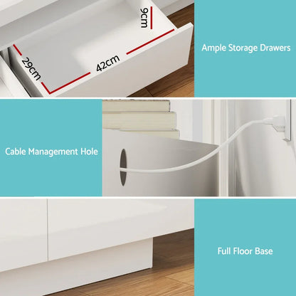 Artiss TV Unit Entertainment Unit Storage Drawer RGB LED 180cm White - Mekamart Australia