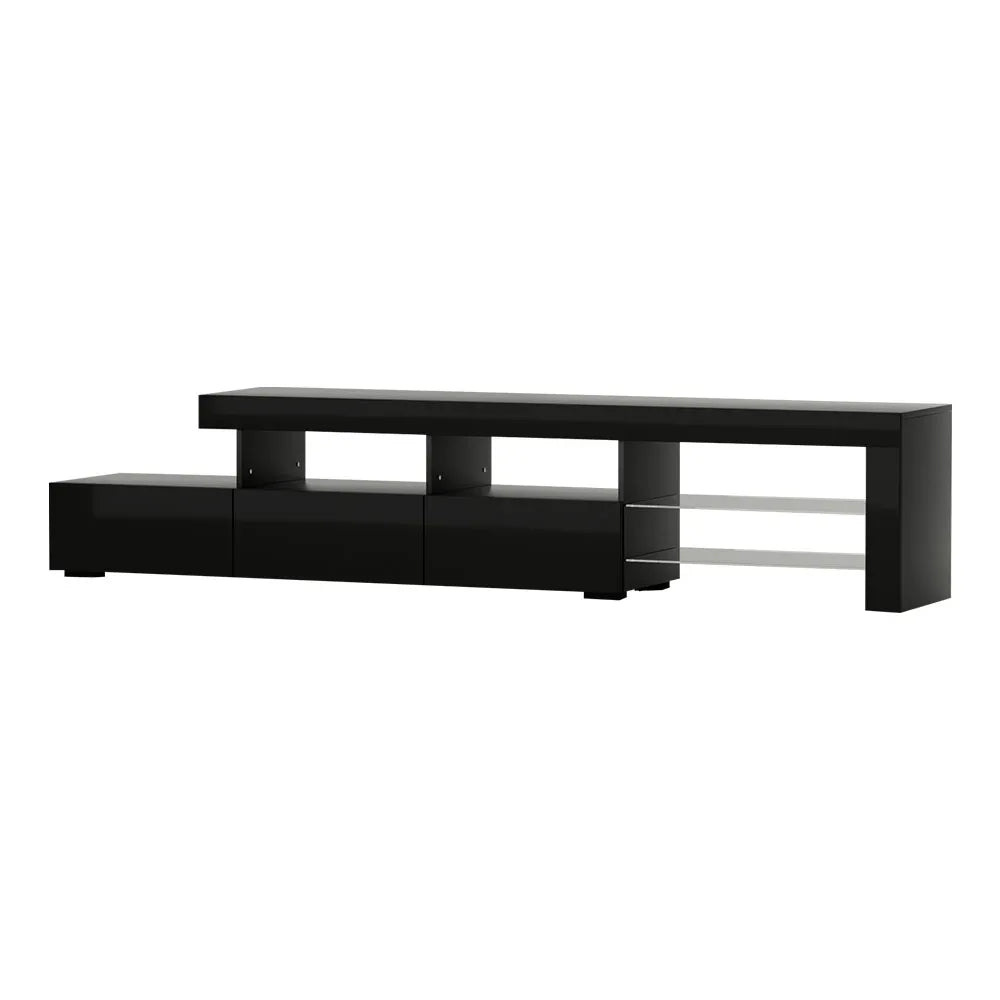 Artiss Entertainment Unit TV Cabinet LED 215cm Black Caya - Mekamart Australia
