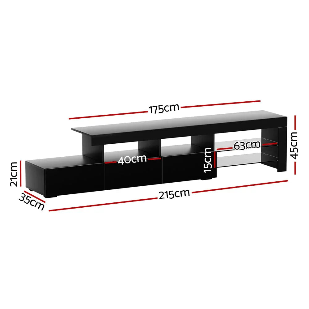 Artiss Entertainment Unit TV Cabinet LED 215cm Black Caya - Mekamart Australia