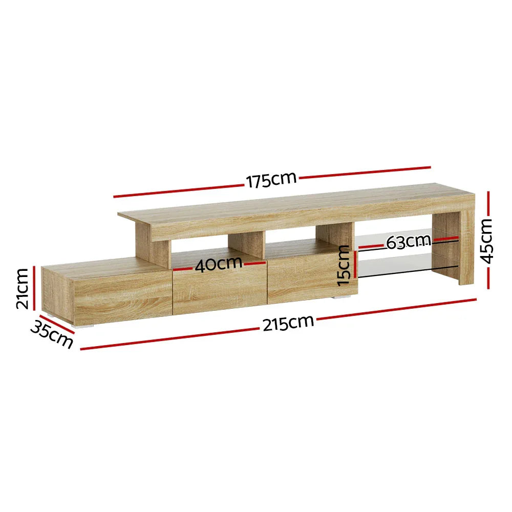 Artiss Entertainment Unit TV Cabinet LED 215cm Pine Caya - Mekamart Australia