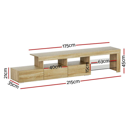 Artiss Entertainment Unit TV Cabinet LED 215cm Pine Caya - Mekamart Australia