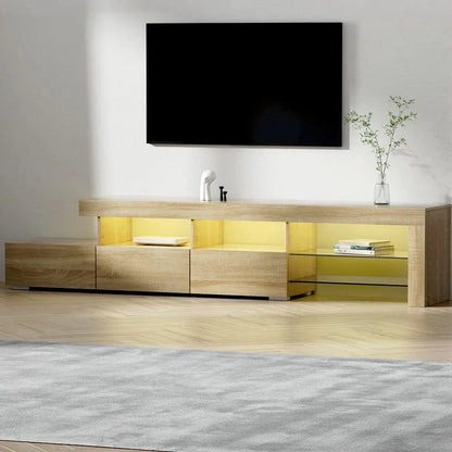 Artiss Entertainment Unit TV Cabinet LED 215cm Pine Caya - Mekamart Australia