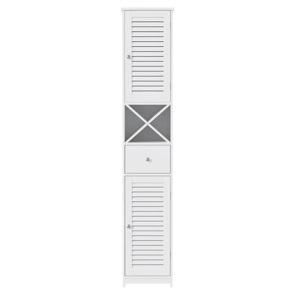 Artiss Bathroom Storage Cabinet 170cm Tall Slim Organiser Toilet Corner Adjustable Shelf Louver Door White - Mekamart Australia