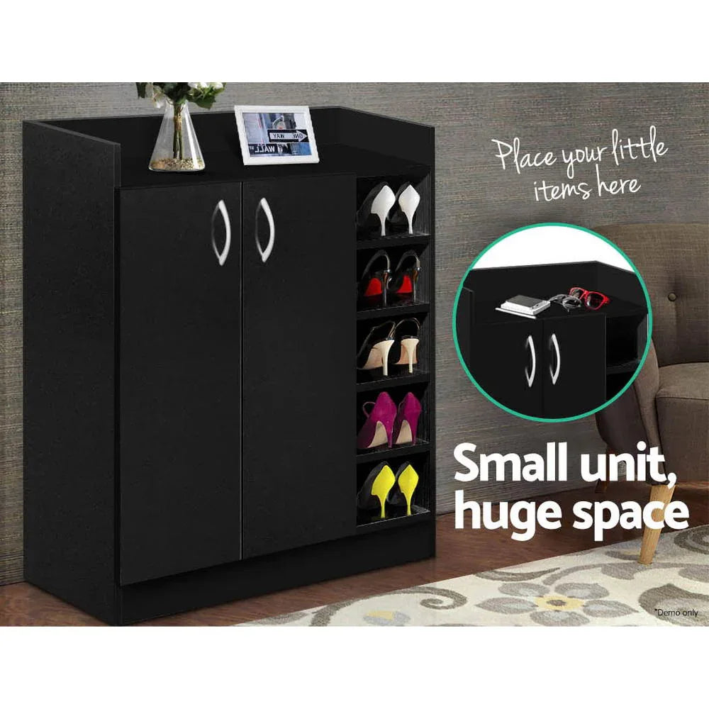 Artiss Shoe Rack Cabinet 21 Pairs Adjustable Shelves Black Clair - Mekamart Australia