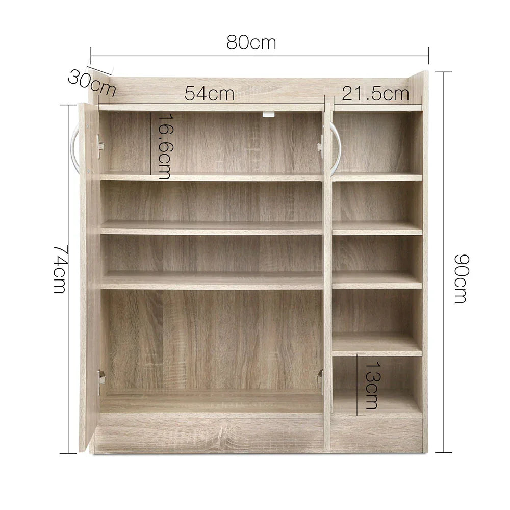 Artiss Shoe Rack Cabinet 21 Pairs Adjustable Shelves Pine Clair - Mekamart Australia