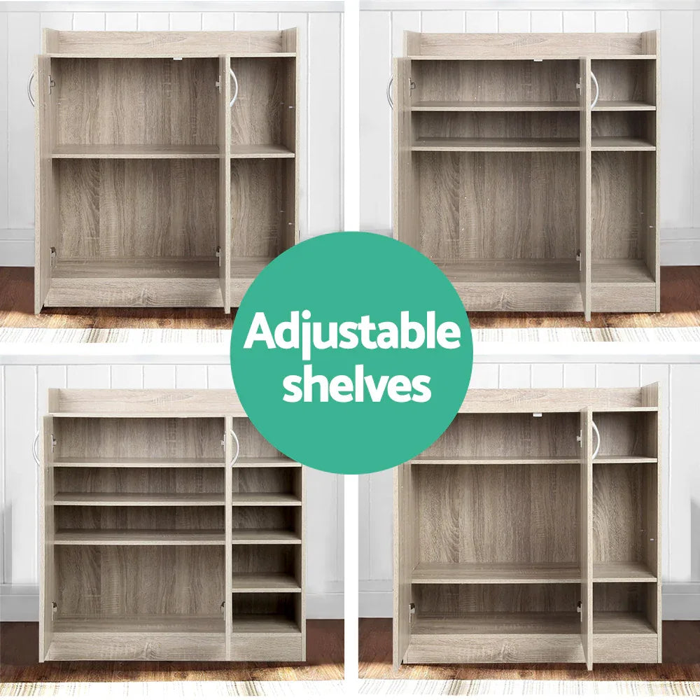 Artiss Shoe Rack Cabinet 21 Pairs Adjustable Shelves Pine Clair - Mekamart Australia