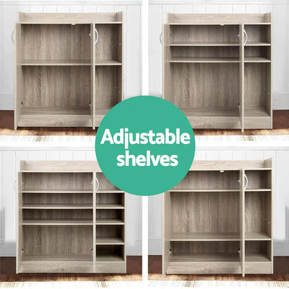 Artiss Shoe Rack Cabinet 21 Pairs Adjustable Shelves Pine Clair - Mekamart Australia