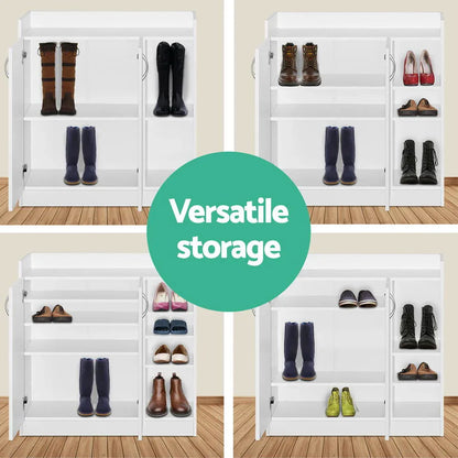 Artiss Shoe Rack Cabinet 21 Pairs Adjustable Shelves White Clair - Mekamart Australia