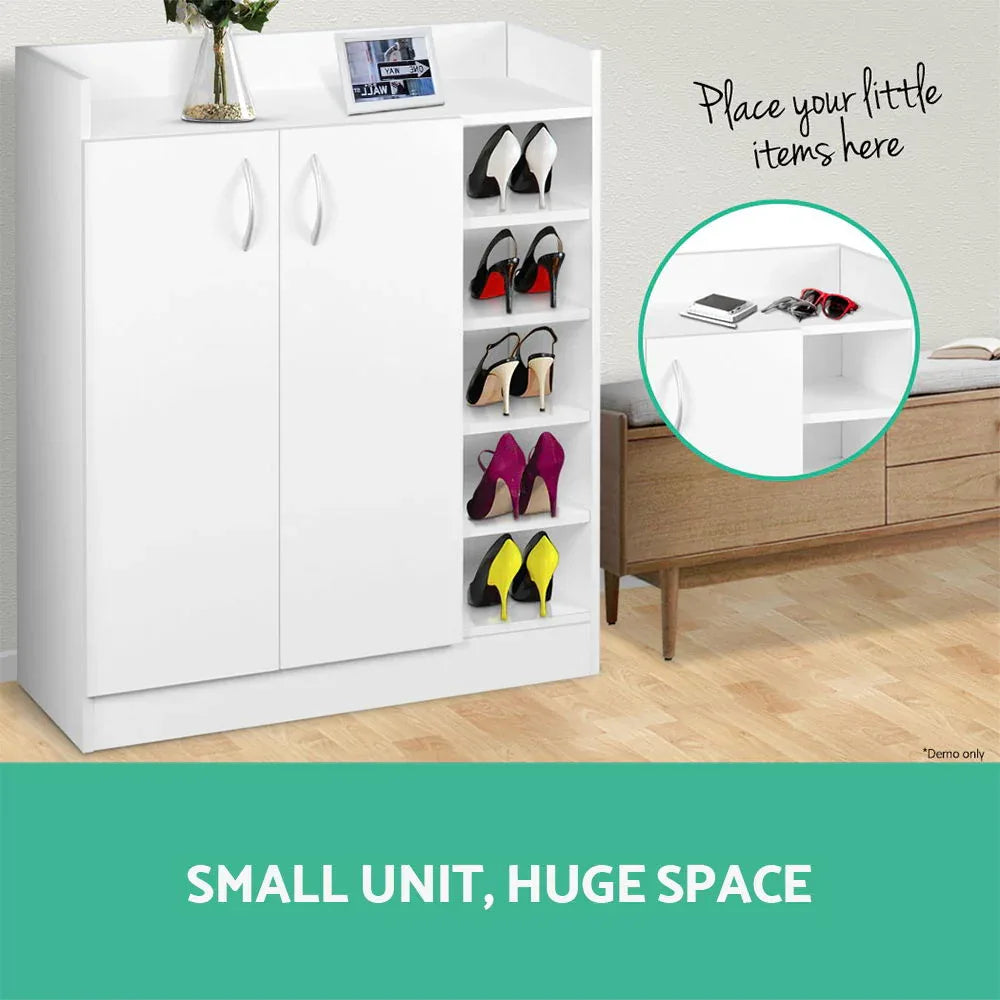 Artiss Shoe Rack Cabinet 21 Pairs Adjustable Shelves White Clair - Mekamart Australia