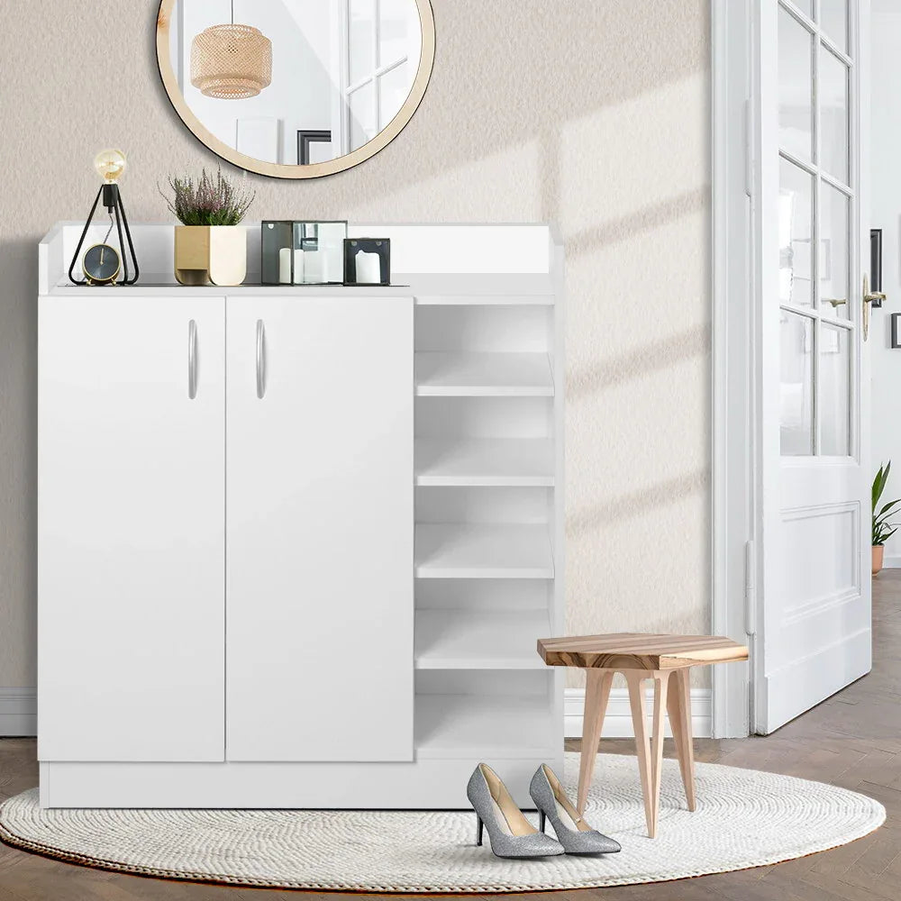 Artiss Shoe Rack Cabinet 21 Pairs Adjustable Shelves White Clair - Mekamart Australia