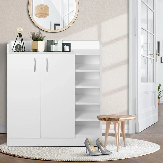 Artiss Shoe Rack Cabinet 21 Pairs Adjustable Shelves White Clair - Mekamart Australia