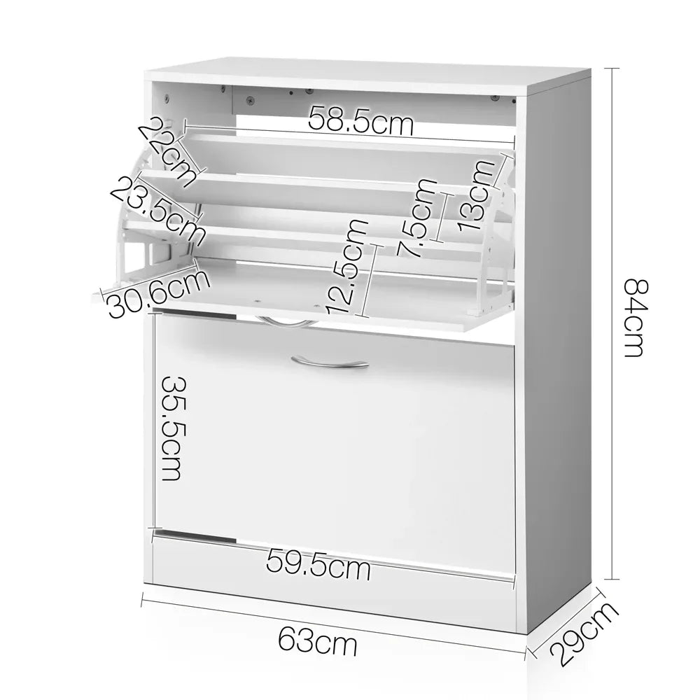 Artiss Shoe Rack Cabinet Adjustable Shelves 24 Pairs White Iris - Mekamart Australia