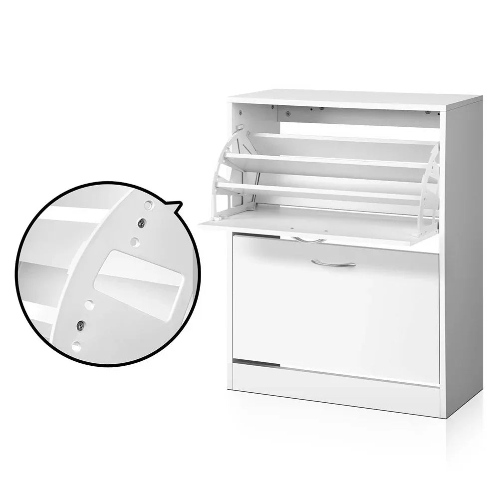 Artiss Shoe Rack Cabinet Adjustable Shelves 24 Pairs White Iris - Mekamart Australia