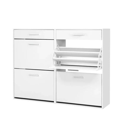 Artiss Shoe Rack Cabinet 36 Pairs Adjustable Shelves White Sara - Mekamart Australia