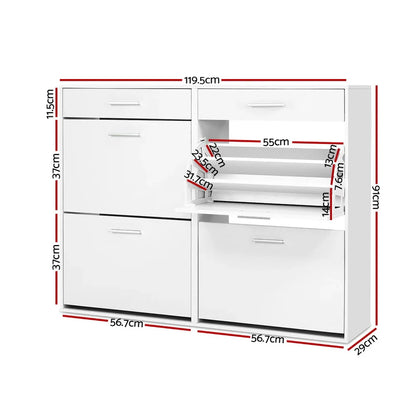 Artiss Shoe Rack Cabinet 36 Pairs Adjustable Shelves White Sara - Mekamart Australia