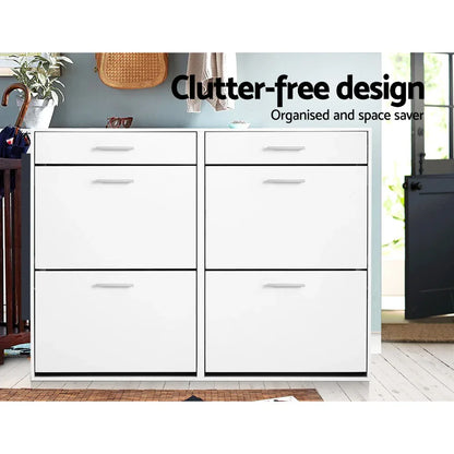 Artiss Shoe Rack Cabinet 36 Pairs Adjustable Shelves White Sara - Mekamart Australia
