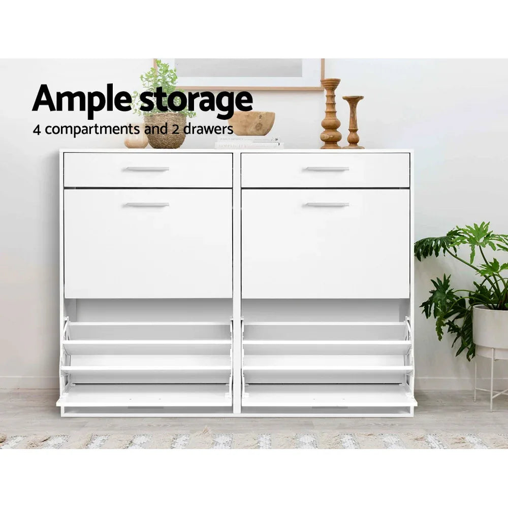 Artiss Shoe Rack Cabinet 36 Pairs Adjustable Shelves White Sara - Mekamart Australia