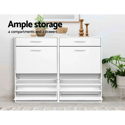Artiss Shoe Rack Cabinet 36 Pairs Adjustable Shelves White Sara - Mekamart Australia