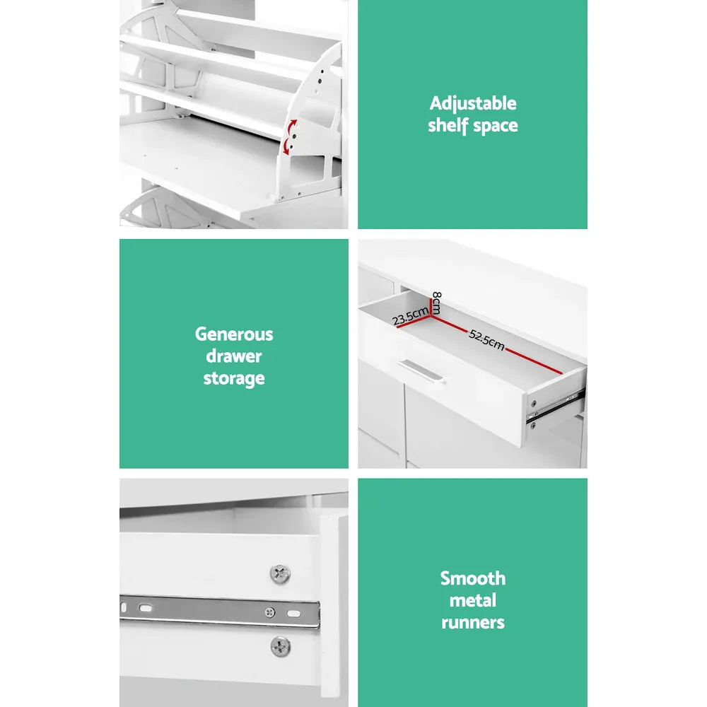 Artiss Shoe Rack Cabinet 36 Pairs Adjustable Shelves White Sara - Mekamart Australia