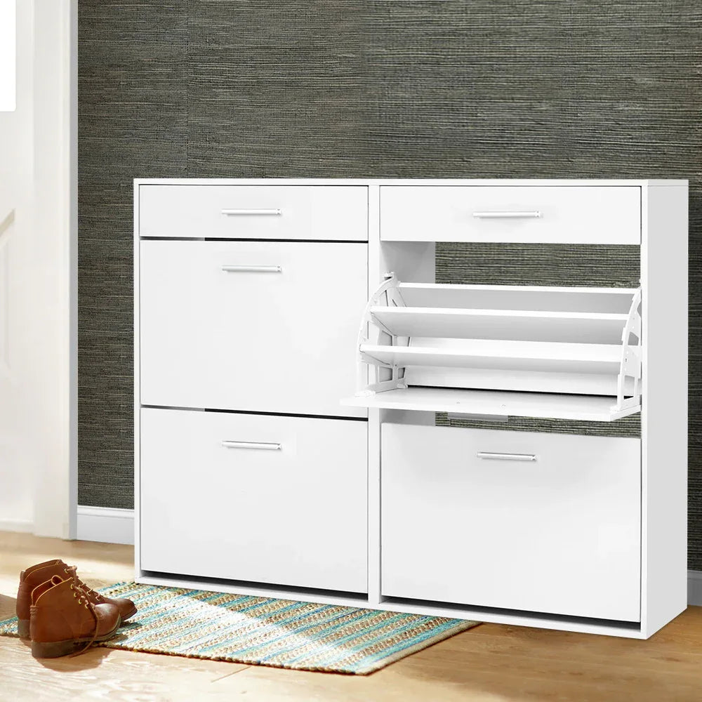 Artiss Shoe Rack Cabinet 36 Pairs Adjustable Shelves White Sara - Mekamart Australia