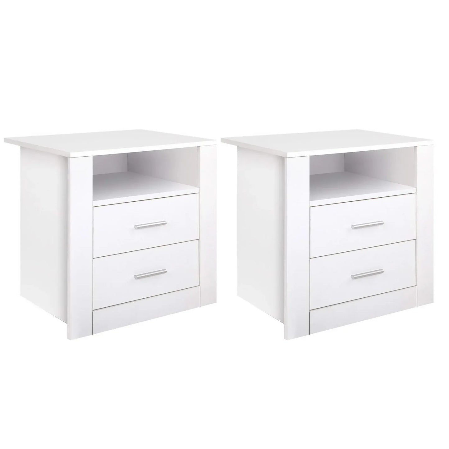 Artiss 2 X Bedside Table 2 Drawers with Shelf - TARA White - Mekamart Australia
