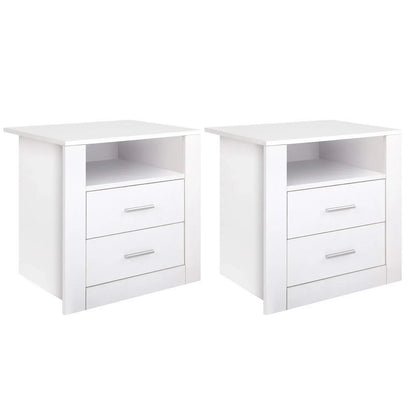 Artiss 2 X Bedside Table 2 Drawers with Shelf - TARA White - Mekamart Australia