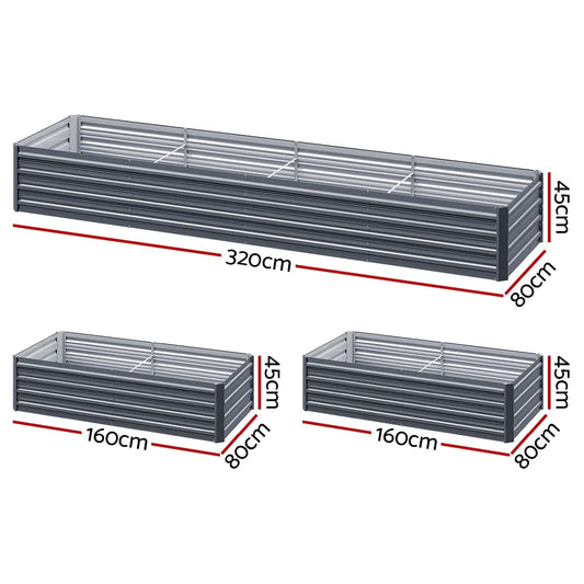 Green Fingers Garden Bed 320X80X45cm Planter Box Raised Container Galvanised Herb - Mekamart Australia