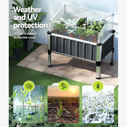 Green Fingers Garden Bed 80x49x74cm Greenhouse Planter Box Raised Galvanised Herb - Mekamart Australia
