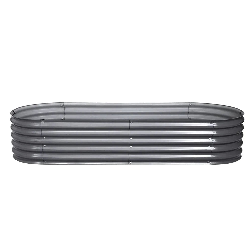 2x Green Fingers Raised Garden Bed 160X80X42cm Oval Planter Box Raised Container Galvanised - Mekamart Australia