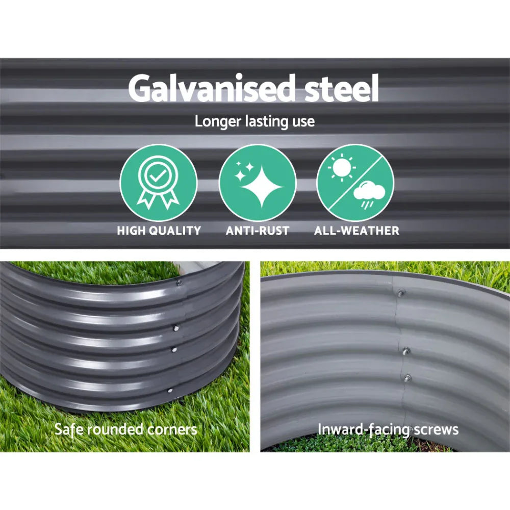 2x Green Fingers Raised Garden Bed 160X80X42cm Oval Planter Box Raised Container Galvanised - Mekamart Australia