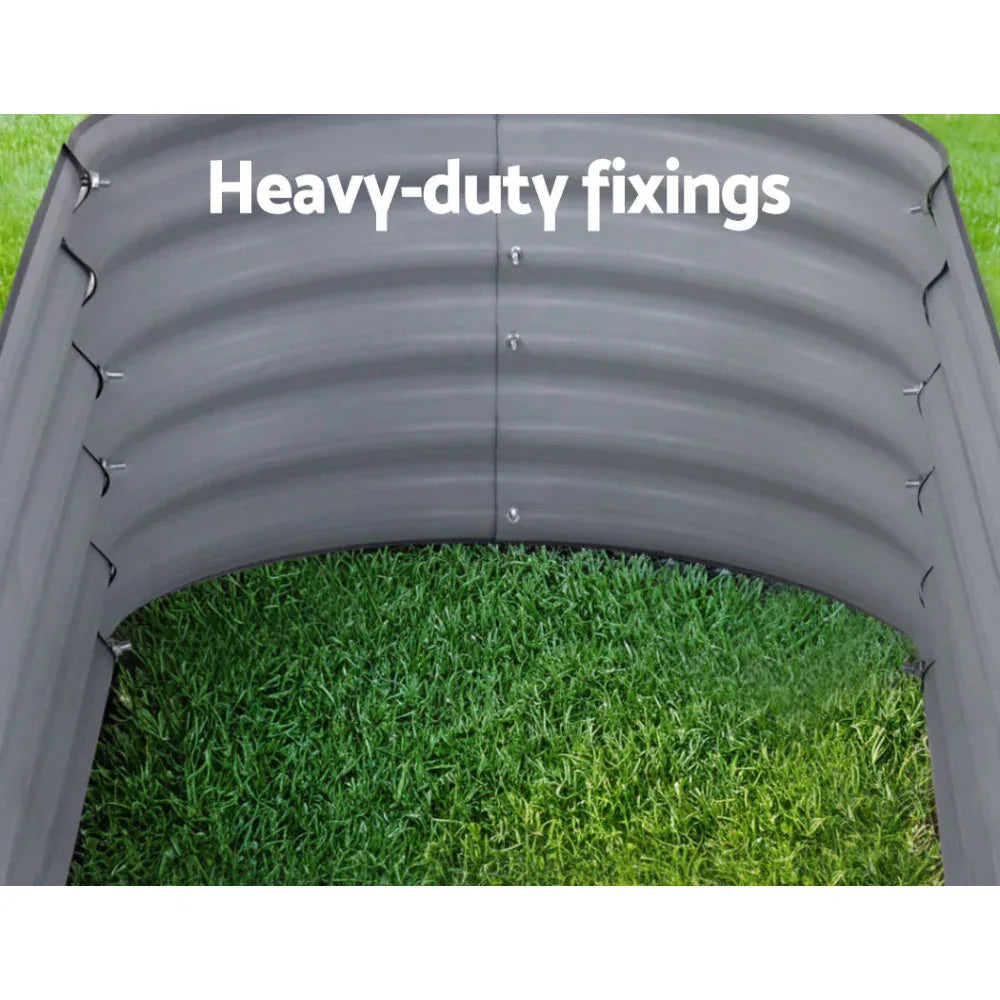 2x Green Fingers Raised Garden Bed 160X80X42cm Oval Planter Box Raised Container Galvanised - Mekamart Australia