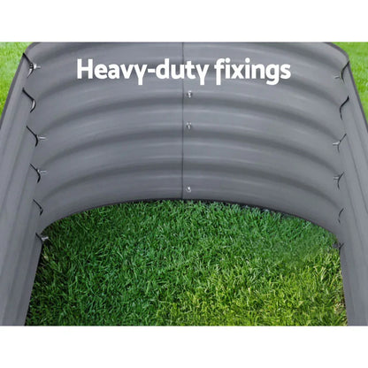 2x Green Fingers Raised Garden Bed 160X80X42cm Oval Planter Box Raised Container Galvanised - Mekamart Australia