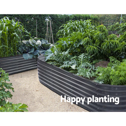 2x Raised Green Fingers Garden Bed 240X80X42cm Oval Planter Box Container Galvanised - Mekamart Australia