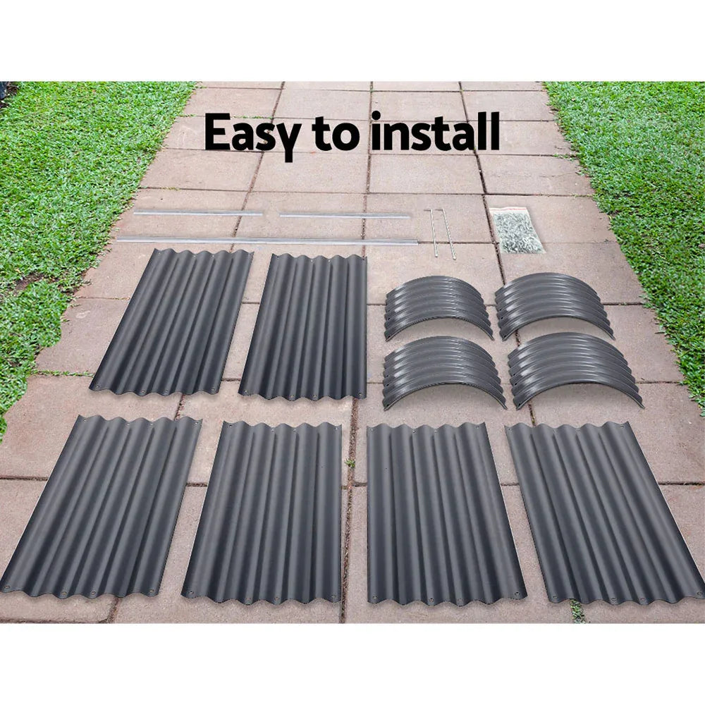 2x Raised Green Fingers Garden Bed 240X80X42cm Oval Planter Box Container Galvanised - Mekamart Australia