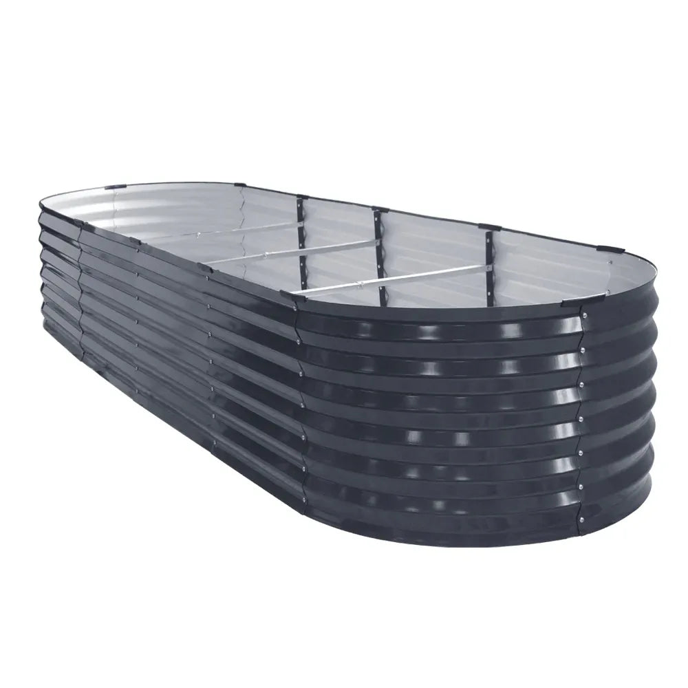 2x Green Fingers Raised Garden Bed 320X80X42cm Oval Planter Box Container Galvanised - Mekamart Australia