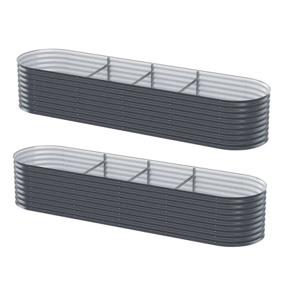 2x Green Fingers Raised Garden Bed 320X80X56cm Oval Planter Box - Mekamart Australia
