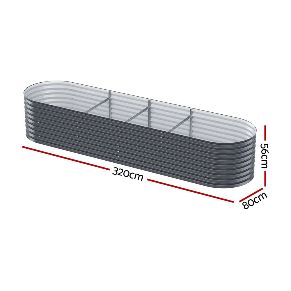 2x Green Fingers Raised Garden Bed 320X80X56cm Oval Planter Box - Mekamart Australia