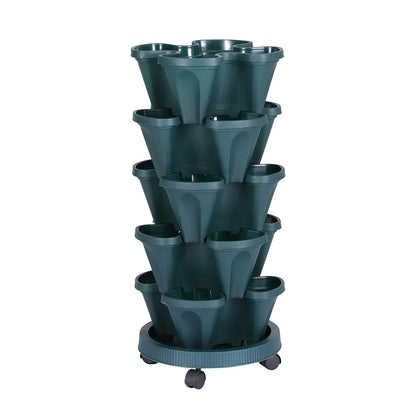 Green Fingers Garden Bed 5 Tier Vertical Garden Strawberry Stackable Planters Herbs Petunias - Mekamart Australia