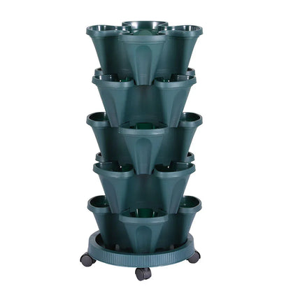 Green Fingers Garden Bed 5 Tier Vertical Garden Strawberry Stackable Planters Herbs Petunias - Mekamart Australia