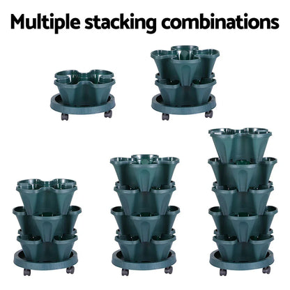 Green Fingers Garden Bed 5 Tier Vertical Garden Strawberry Stackable Planters Herbs Petunias - Mekamart Australia