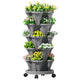 Green Fingers Raised Garden Bed 5 Tier Vertical Garden Grey Strawberry Stackable Planters Herbs Petunias - Mekamart Australia