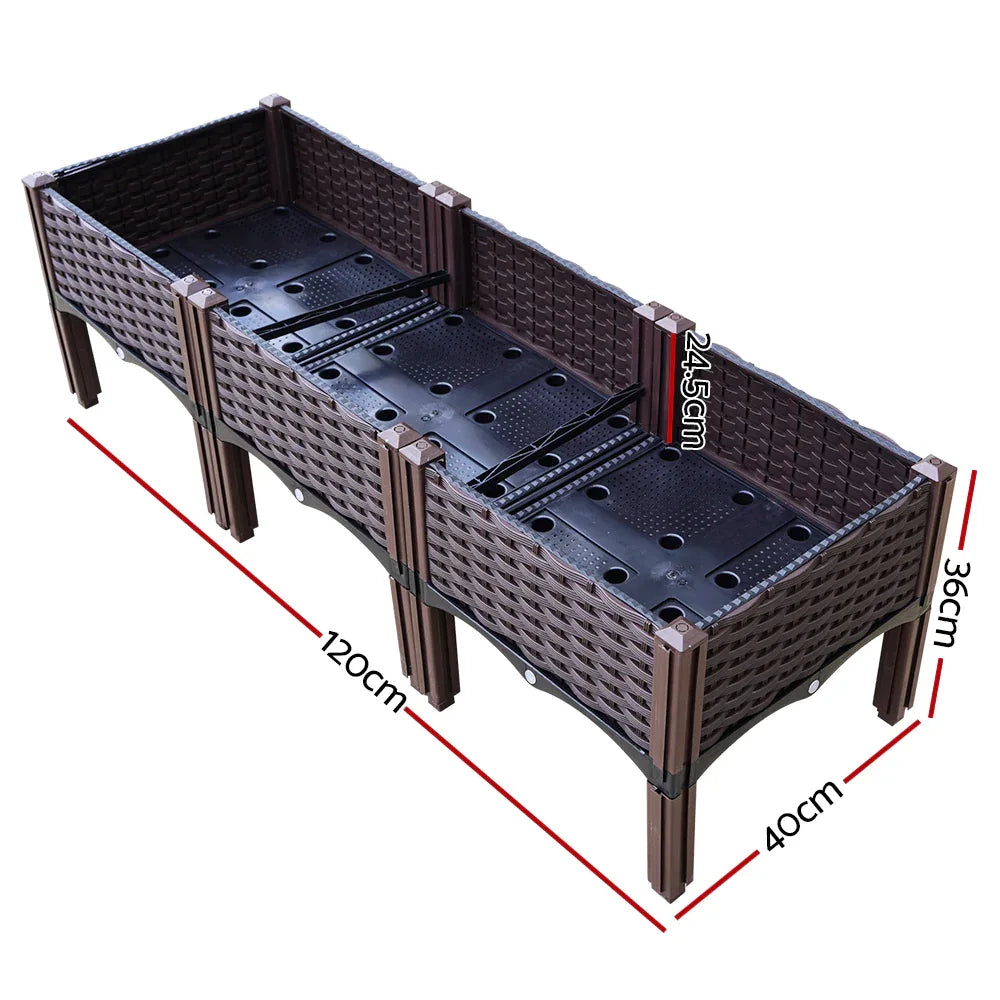Green Fingers Garden Bed 120x40x36cm PP Planter Box Raised Container Growing Herb - Mekamart Australia