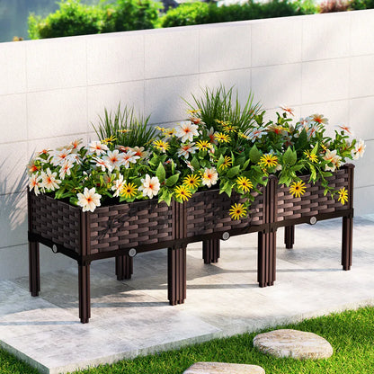 Green Fingers Garden Bed 120x40x36cm PP Planter Box Raised Container Growing Herb - Mekamart Australia