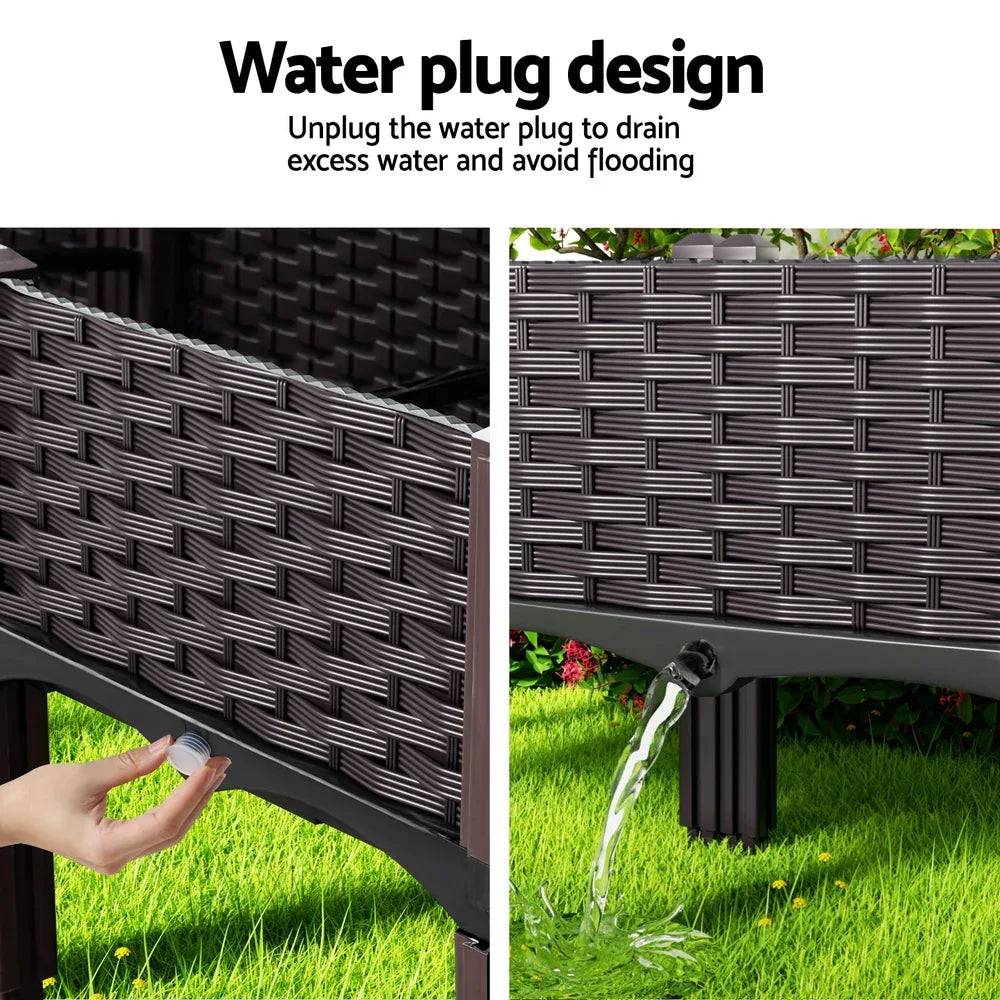 Green Fingers Garden Bed 120x40x36cm PP Planter Box Raised Container Growing Herb - Mekamart Australia