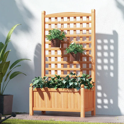 Green Fingers Garden Bed Wooden 64x35x115cm Planter Raised Box Container Trellis - Mekamart Australia